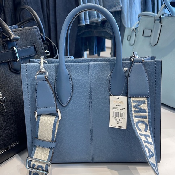 Michael Kors Mirella Small Pebbled Leather Shopper Top Zip Crossbody XBODY Tote - Picture 5 of 16